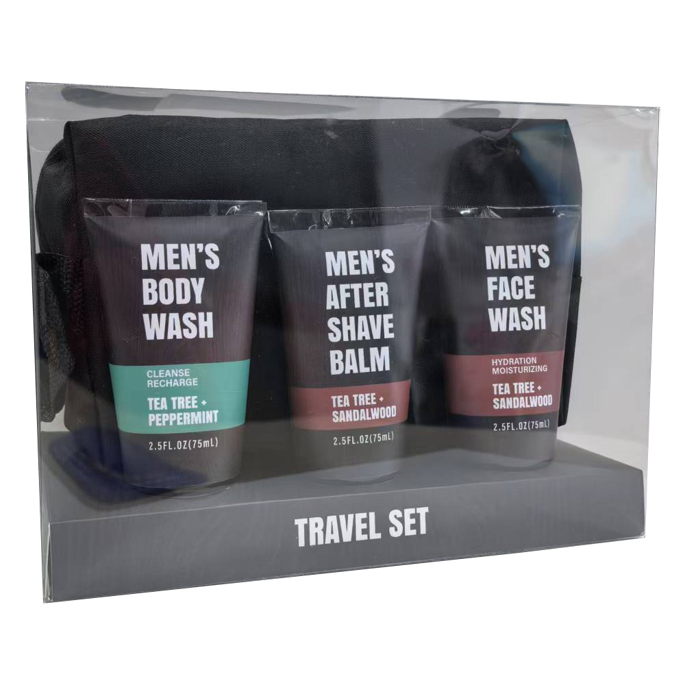 BL25019-FM Men Gift Set Kit Face Wash Body Wash Shower Gel After Shave Balm
