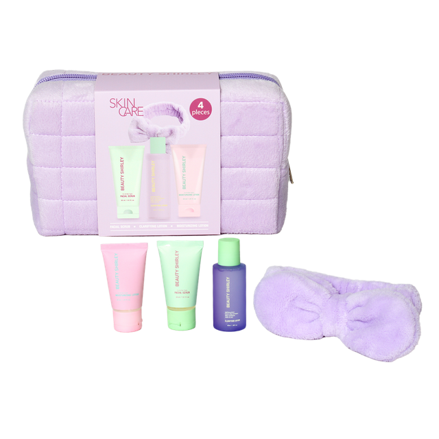 BLCS25015 Lady Care Travel Skincare Set with Plush Hair Band and Cosmetics Bag