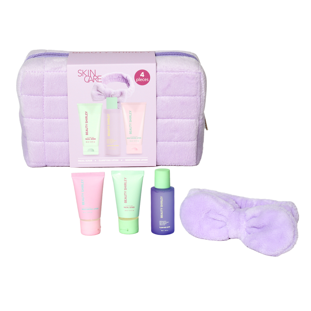 BLCS25015 Lady Care Travel Skincare Set with Plush Hair Band and Cosmetics Bag