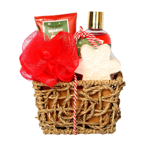 BLHS25008 Artisan Bath Collection with Snowflake Fizzer and Natural Grass Basket