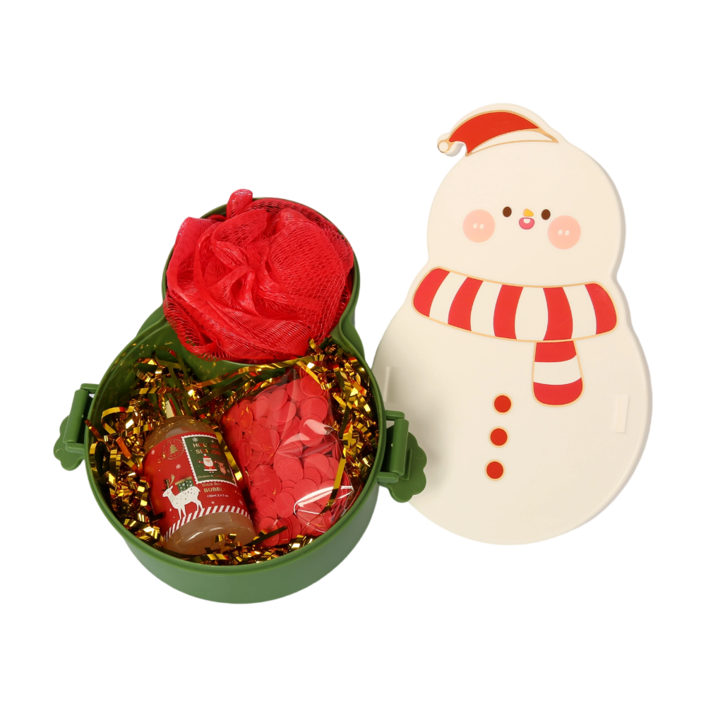 BLHS25016 Winter Wonderland Bath Set with Soap Flower and Snowman Packaging