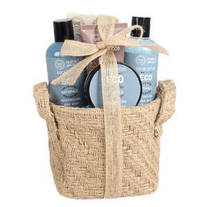 BL25008-ECO Bath Set Body Wash Body Lotion Shower Gel Bubble Bath Body Butter Barrel Basket 