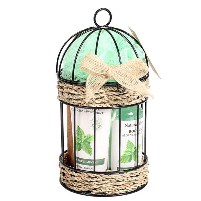 BL25006-NA Nature Bath Set Body Wash Body Lotion Bath Salt Mess Sponge