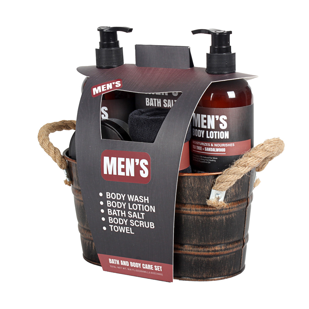 BL25015-FM Men Gift Set Bath Kit Body Wash Lotion Scrubs Bath Salt Shower Gel