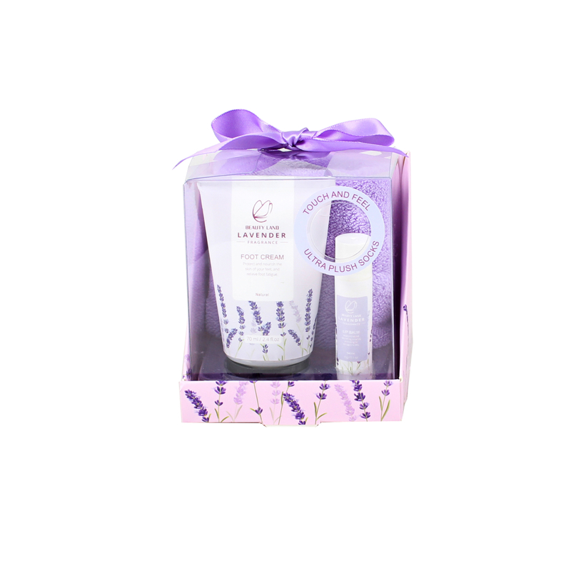 BL25010- LA Lavender Bath Set Foot Lotion Lip Balm Towel