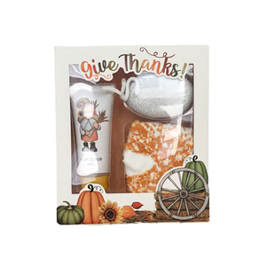 BLGT24011 Revitalizing Foot Care Set with Scrub Pumice Stone and Plush Socks