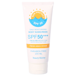 BLES26029 SPF 50+++ 200ml Body Sunscreen | Fresh Aqua Ocean Scent, Water-Resistant, Paraben-Free Moisturising UV Protection for All Skin Types 