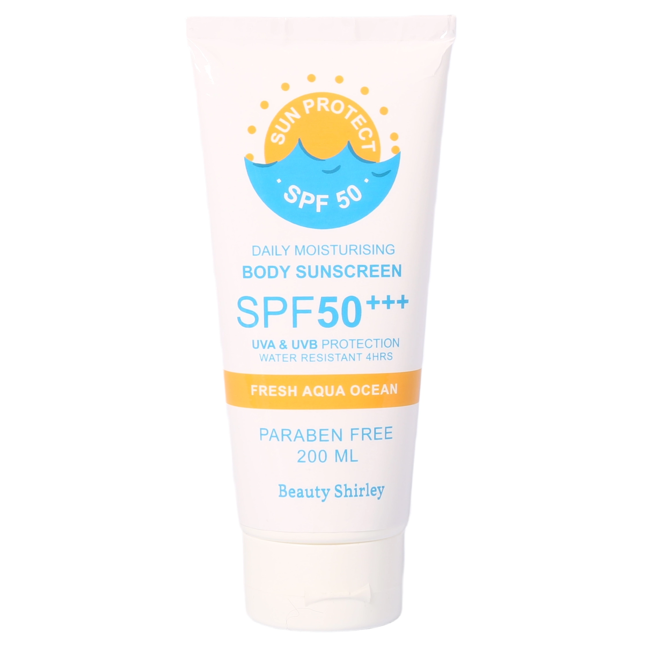 BLES26029 SPF 50+++ 200ml Body Sunscreen | Fresh Aqua Ocean Scent, Water-Resistant, Paraben-Free Moisturising UV Protection for All Skin Types 