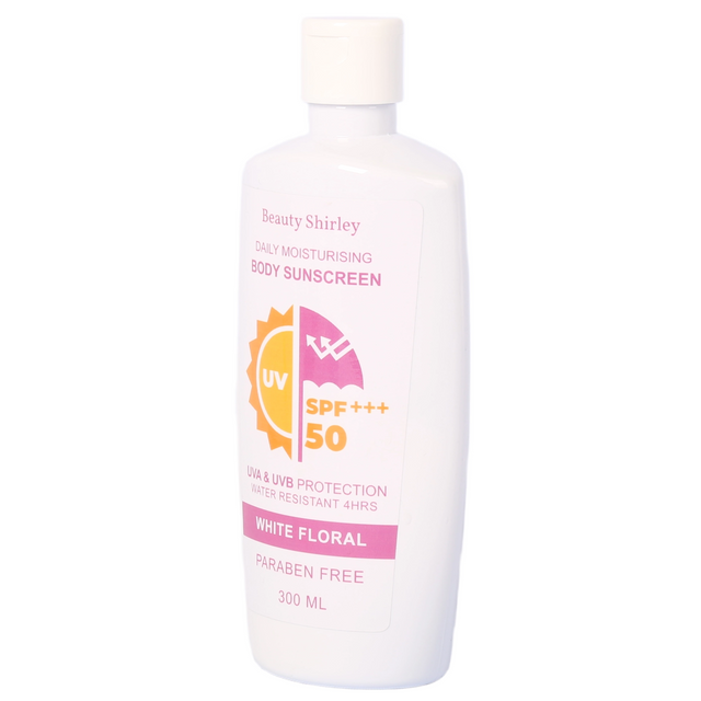 BLES26031 300ml Body Sunscreen SPF 50+++ | White Floral Scent, 4H Water-Resistant, Paraben-Free, Flip Cap Bottle for All Skin Types