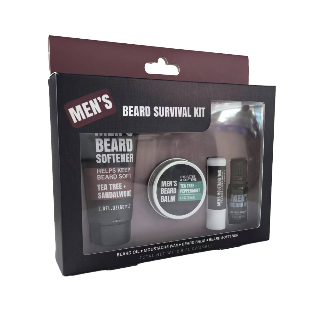 BL25011-FM Men Gift Set Kit Beard Softener Beard Balm Mustache Wax Beard Oil