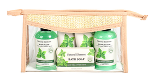 BL25008-NA Nature Bath Set Body Wash Bubble Bath Body Lotion Body Scrub cosmetic bag