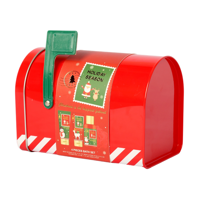 BLHS25004 Premium Body Care Gift Set with Exfoliating Sponge and Tin Mail Box