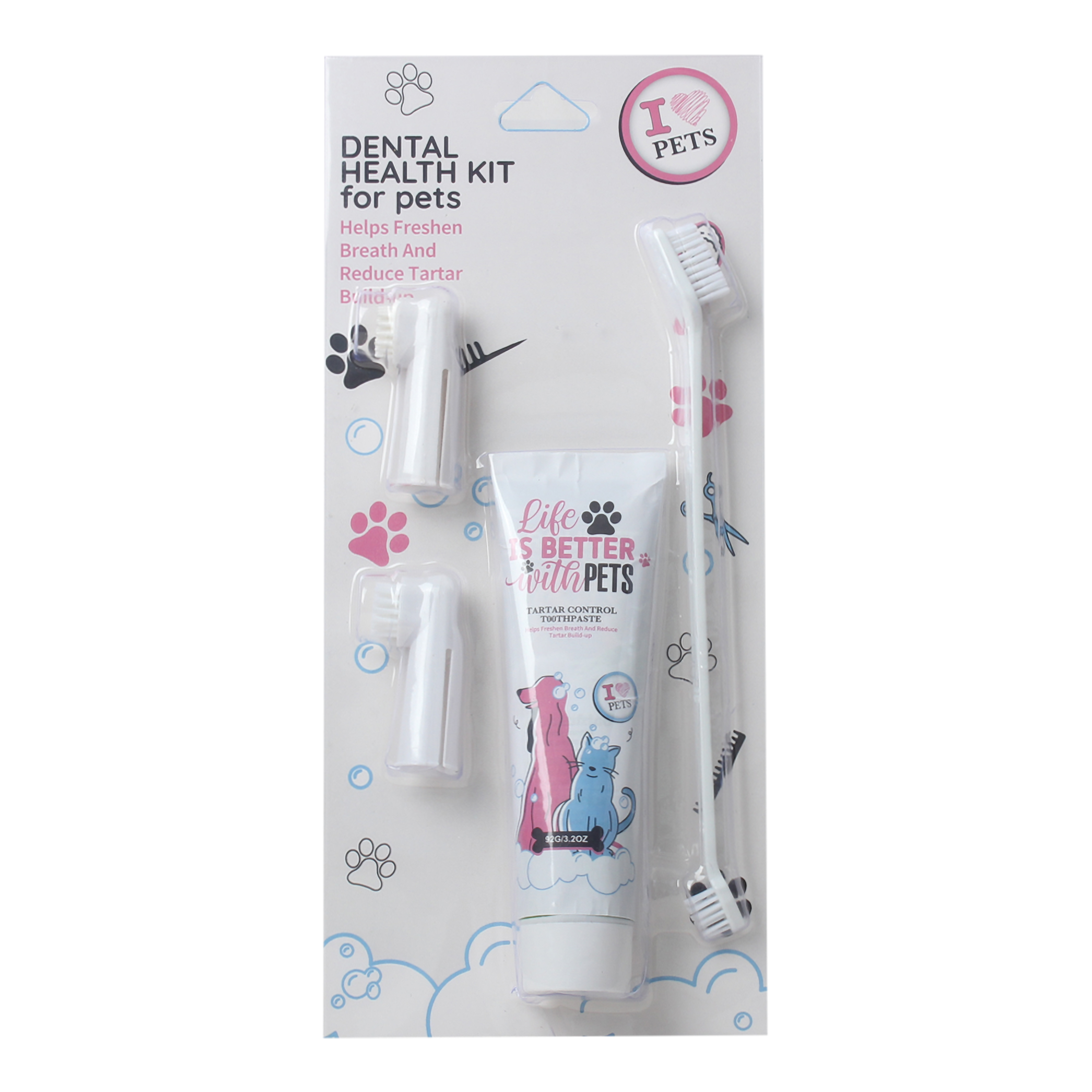 BL25005-PET Complete Pet Dental Care Kit with Toothpaste, Toothbrush and Finger Brushes