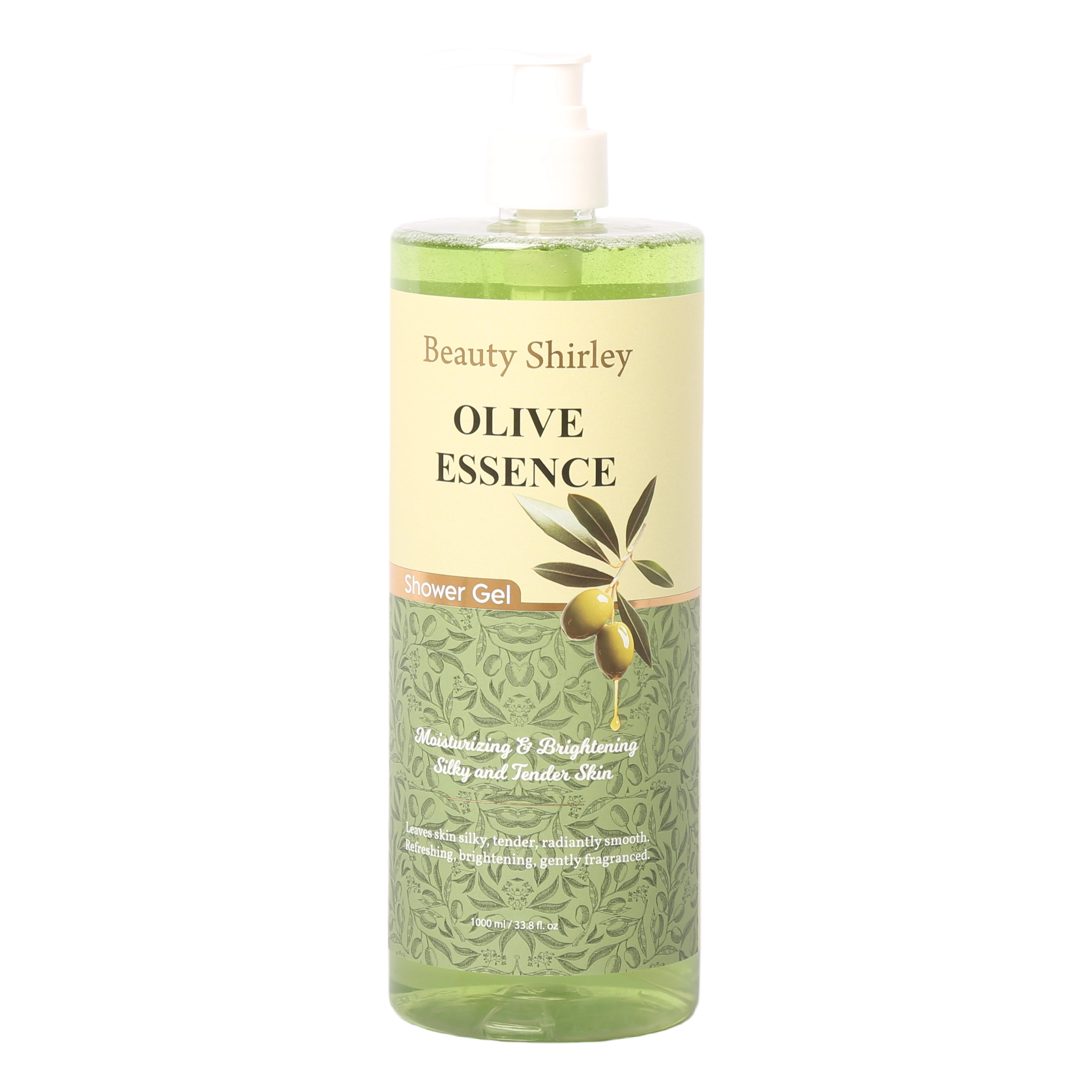 BLES26007 1000ml Olive Whitening Shower Gel Clear Bottle Private Label