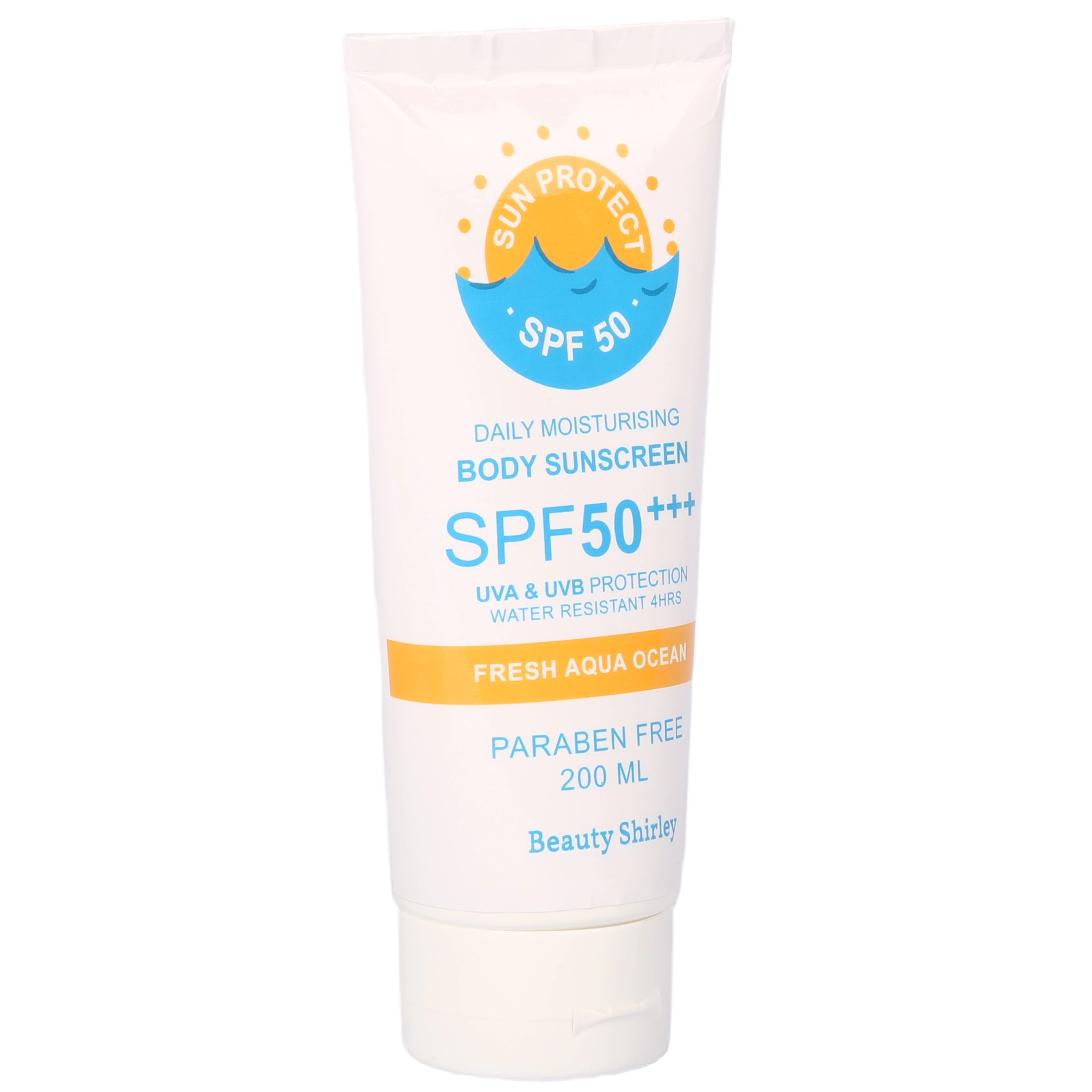 BLES26029 SPF 50+++ 200ml Body Sunscreen | Fresh Aqua Ocean Scent, Water-Resistant, Paraben-Free Moisturising UV Protection for All Skin Types 