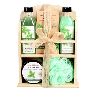 BL25007-NA Nature Bath Set Body Wash Bubble Bath Body Lotion Mess Sponge