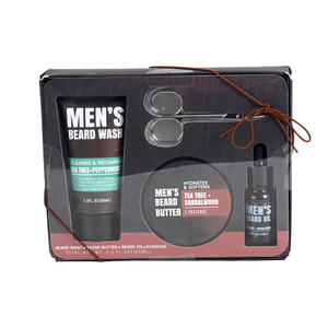 BL25012-FM Men Gift Set Kit Body Wash Beard Butter Beard Oil Shower Gel