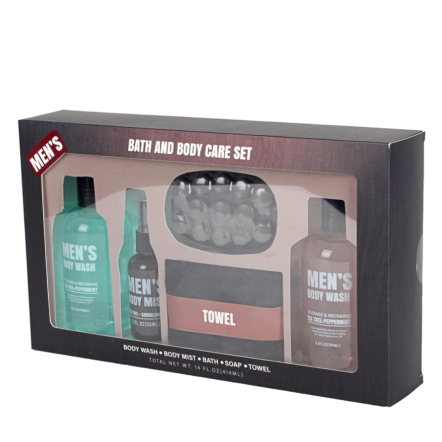 BL25003-FM Men Gift Set Body Kit Body Wash Body Mist Massager Soap