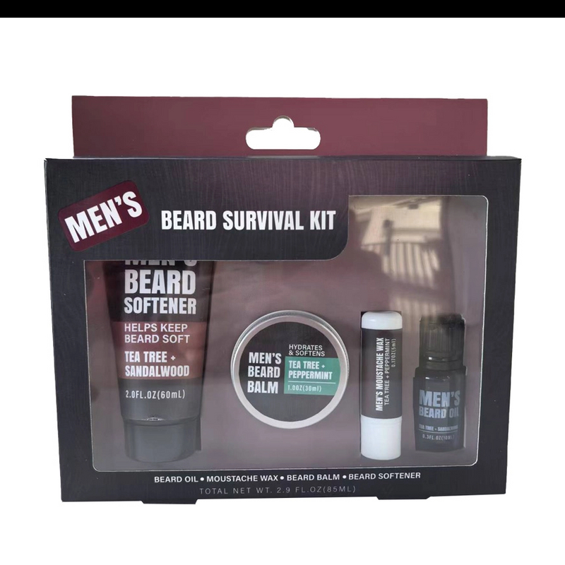 BL25011-FM Men Gift Set Kit Beard Softener Beard Balm Mustache Wax Beard Oil