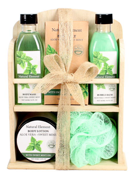 BL25007-NA Nature Bath Set Body Wash Bubble Bath Body Lotion Mess Sponge