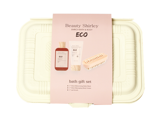 BLEO25009 Eco-Conscious Body Cream Duo Gift Set with Wooden Brush