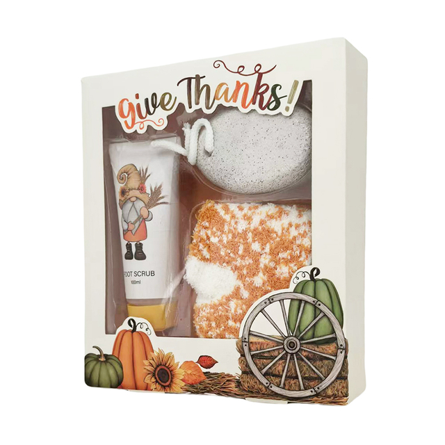 BLGT24011 Revitalizing Foot Care Set with Scrub Pumice Stone and Plush Socks