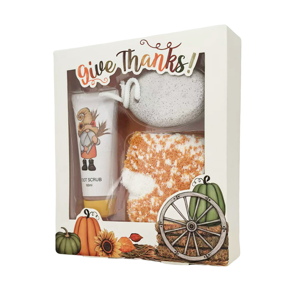 BLGT24011 Revitalizing Foot Care Set with Scrub Pumice Stone and Plush Socks