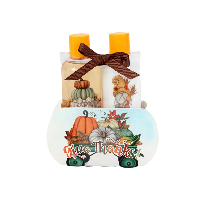 BLGT24002 Complete Bath and Body Gift Set with Pumpkin-Themed Packaging