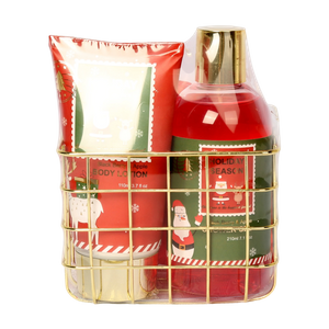 BLHS25006 Premium Bathing Collection with Golden Wire Basket and Mesh Sponge