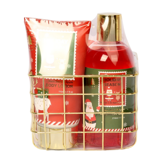 BLHS25006 Premium Bathing Collection with Golden Wire Basket and Mesh Sponge