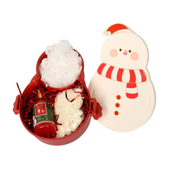 BLHS25015 Winter Wonderland Bath Set with Soap Flower and Snowman Packaging
