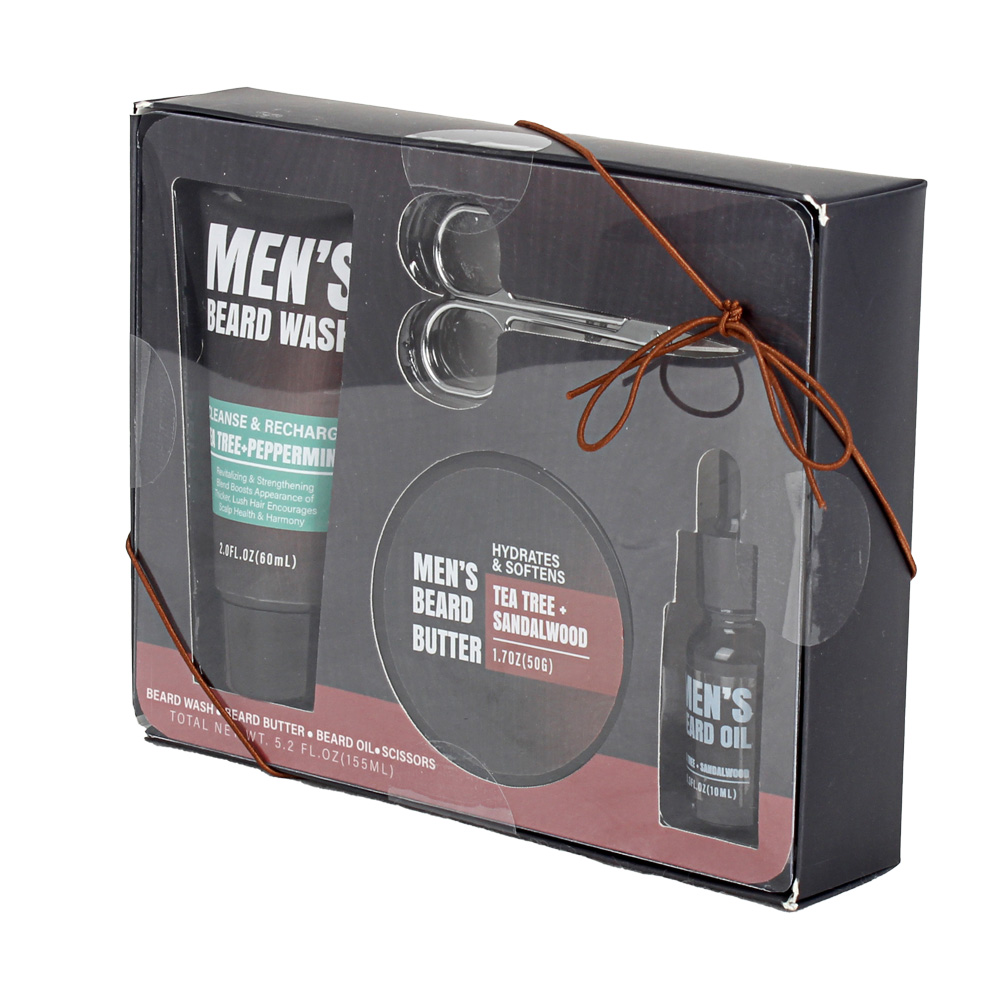 BL25012-FM Men Gift Set Kit Body Wash Beard Butter Beard Oil Shower Gel