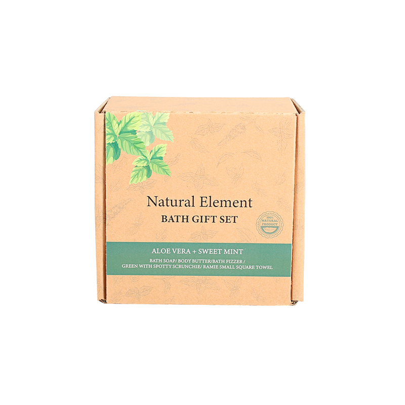 BL25015-NA Nature Bath Set Body Butter Bath Bomb Bar Soap Hair Band Hand Towel