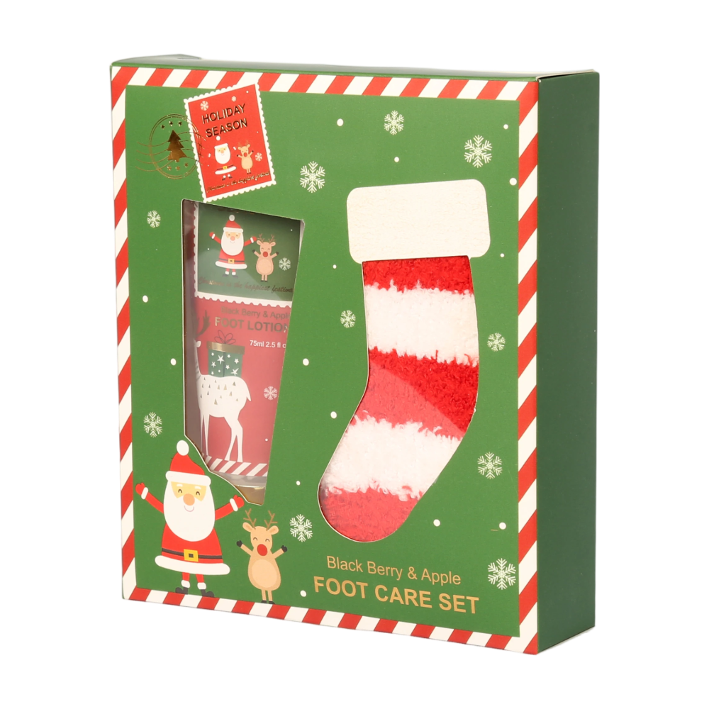 BLHS25001 Intensive Foot Care Set with Plush Socks and Gold Cap Lotion