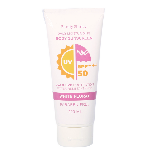 BLES26027 200ml Body Sunscreen SPF 50+++ | White Floral Scent, 4H Water-Resistant, Paraben-Free Daily Moisturising UV Protection
