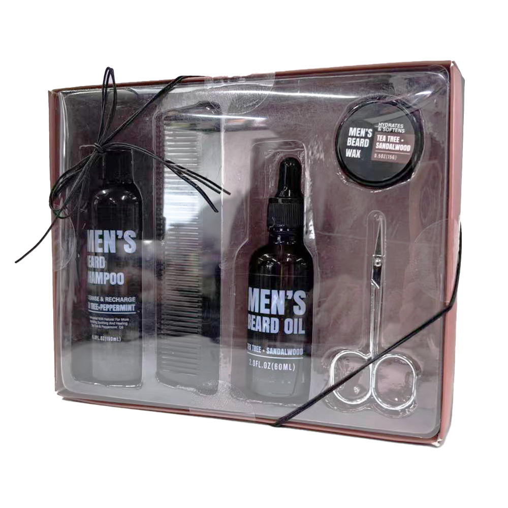 BL25017-FM Men Gift Set Kit Body Wash Beard Oil Beard Butter Shower Gel