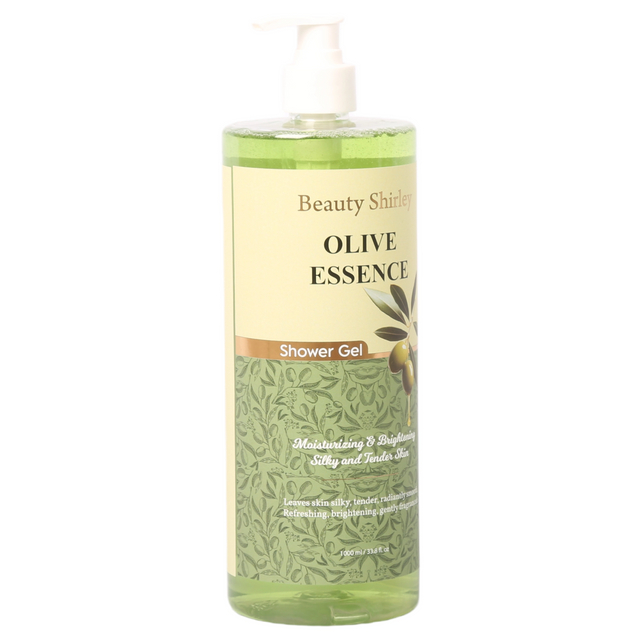 BLES26007 1000ml Olive Whitening Shower Gel Clear Bottle Private Label