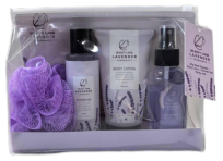 BL25013- LA Lavender Bath Set Body Lotion Shower Gel Body Mist Mess Sponge