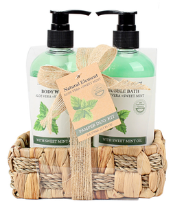 BL25002-NA Nature Bath Set Body Wash Bubble Bath Grass Basket