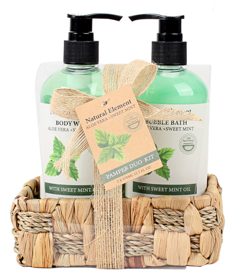 BL25002-NA Nature Bath Set Body Wash Bubble Bath Grass Basket