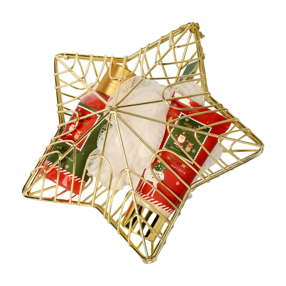 BLHS25011 Luxury Bathing Experience Set with Golden Wire Basket