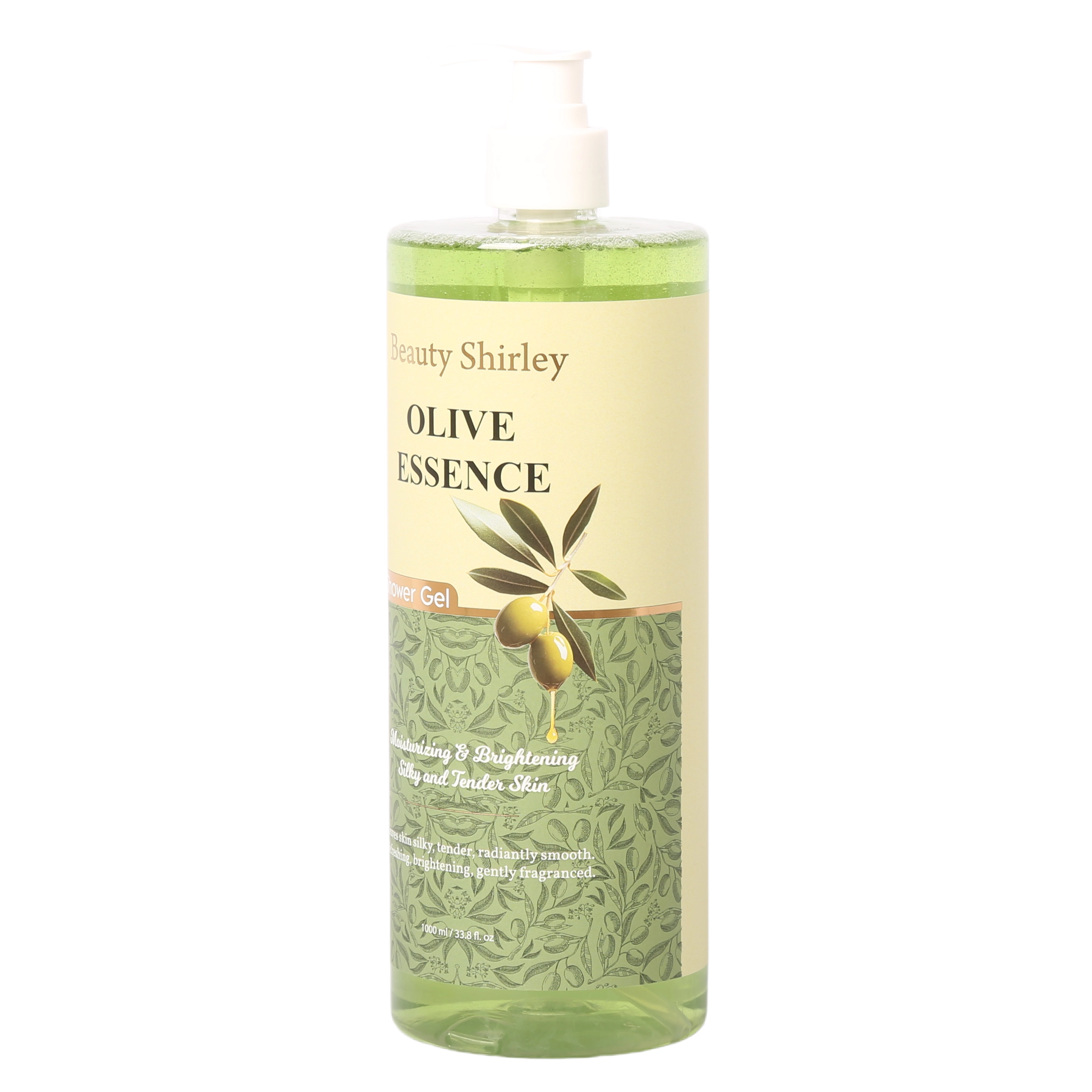 BLES26007 1000ml Olive Whitening Shower Gel Clear Bottle Private Label