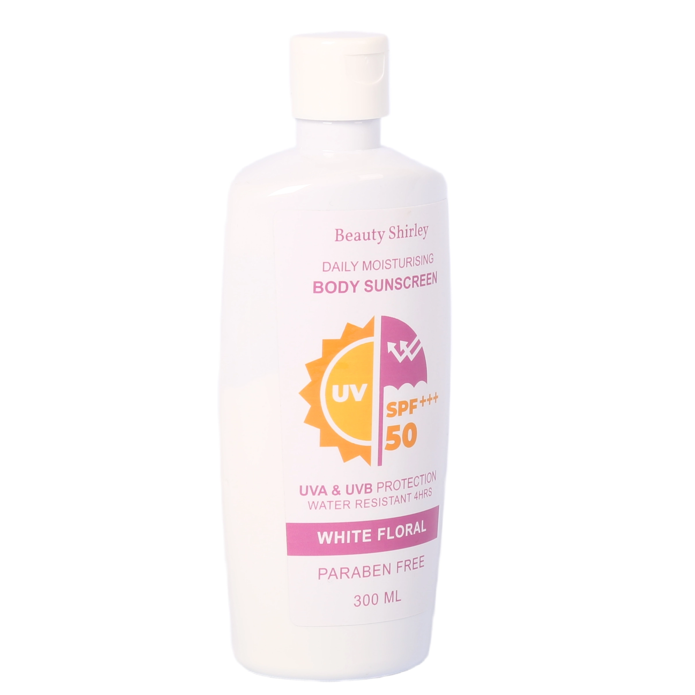 BLES26031 300ml Body Sunscreen SPF 50+++ | White Floral Scent, 4H Water-Resistant, Paraben-Free, Flip Cap Bottle for All Skin Types
