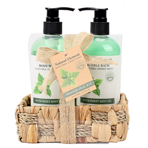 BL25002-NA Nature Bath Set Body Wash Bubble Bath Grass Basket