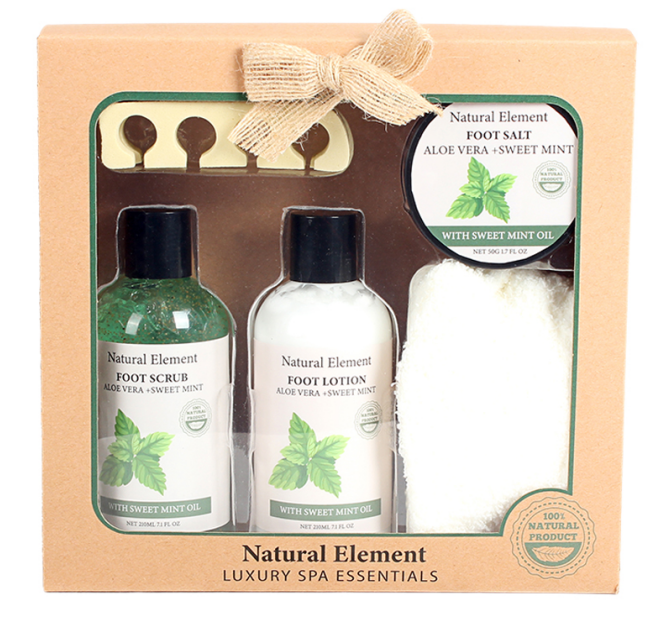 BL25009-NA Nature Bath Set Foot Lotion Foot Scrub Foot Salt