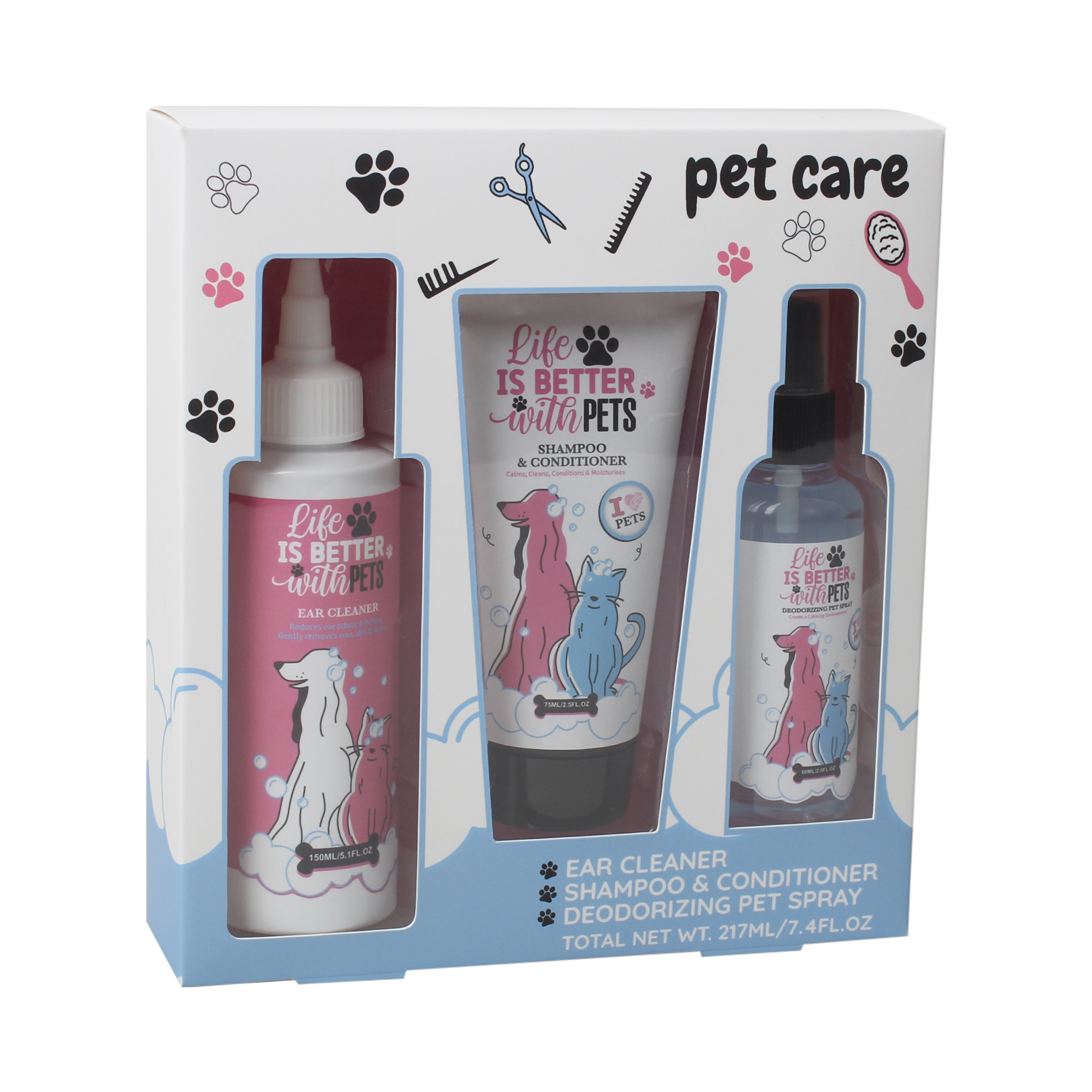 BL250011-PET Pet Ear Cleaner, Shampoo & Conditioner, Deodorizing Set – Complete Grooming & Care Solution