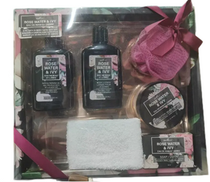 BL25018- LA Lavender Bath Set Shower Gel Body Lotion Body Butter Bar Soap Sponge Towel