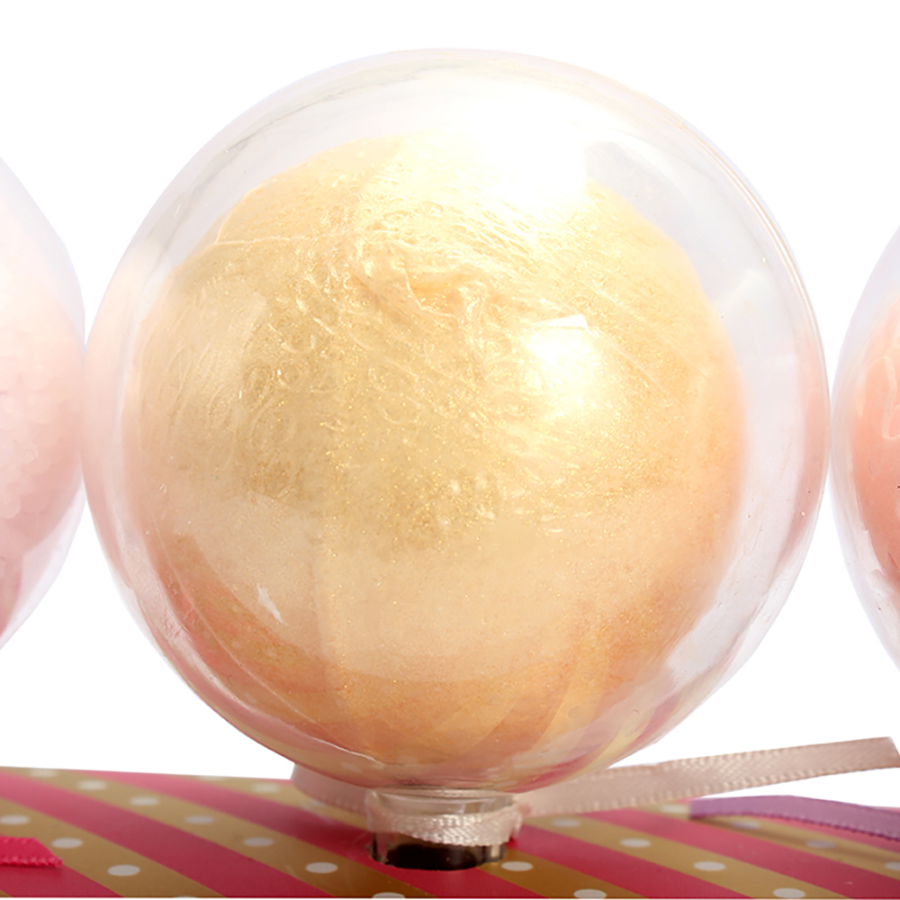 Pink Christmas Bath Treat Ball Set – 3-in-1 Soaking Delights in Gift Box