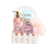 BLBG26010 Shower Gel Body Lotion and Bath Salt Spa Set in Wooden Caddy with Mesh Sponge