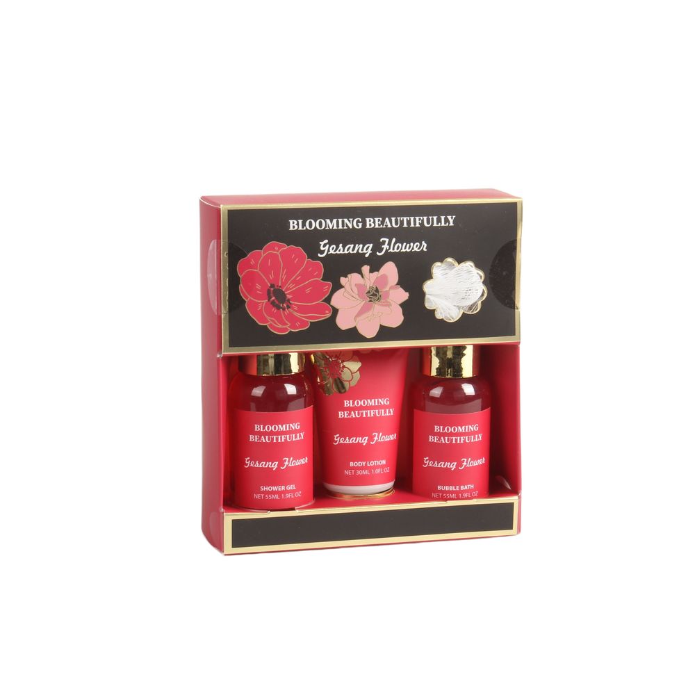 BLBF26006 Gentle Bath & Body Trio - Shower Gel, Bubble Bath, Body Lotion with Loofah